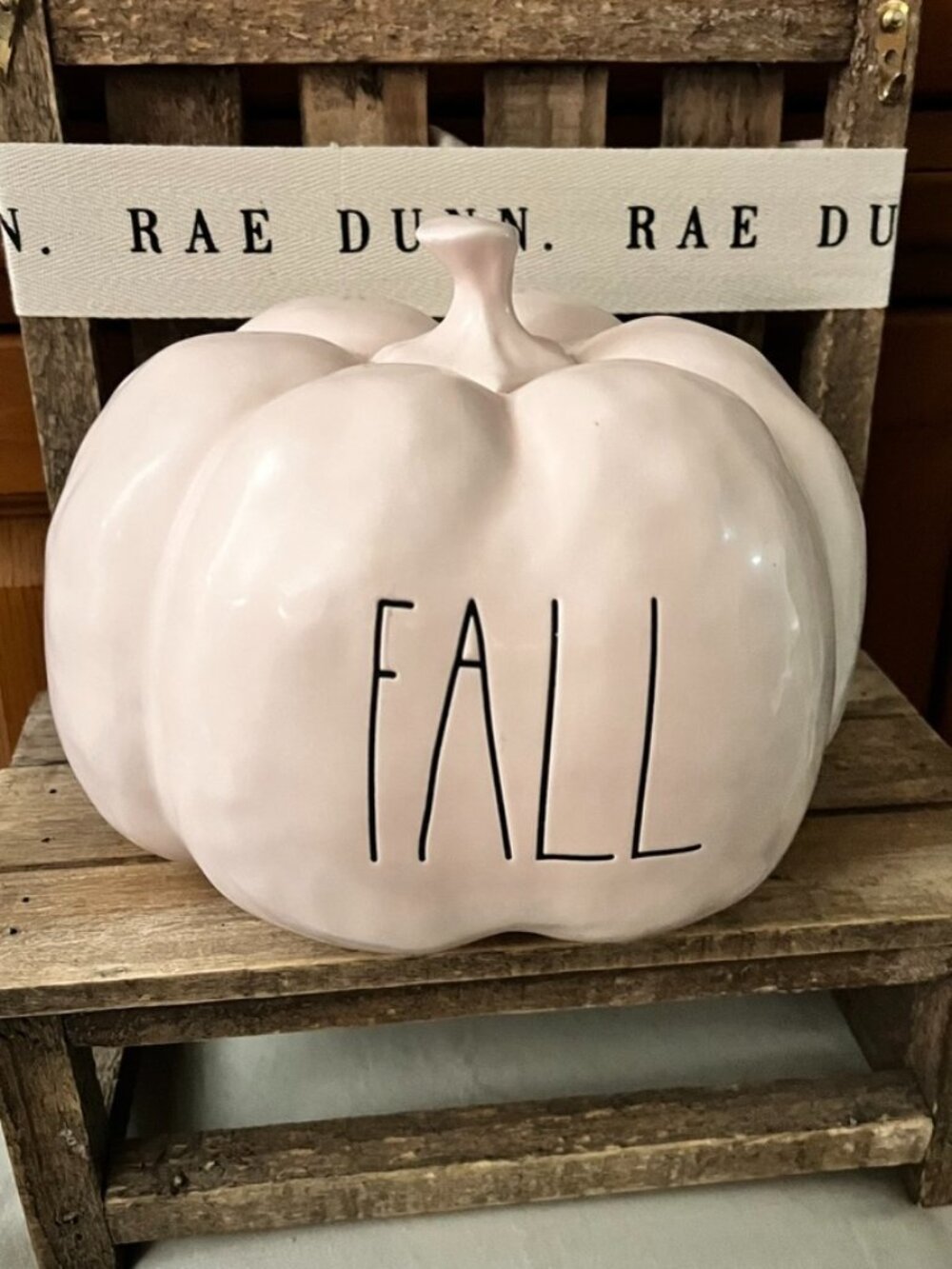 Rae Dunn "FALL" Large Pink Ceramic Pumpkin Decor
